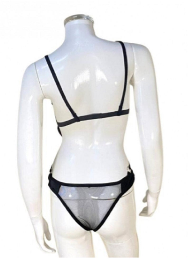 Lingerie (jumpsuit) chiffon lace on both sides with a floral pattern belts connected together  - Image 4