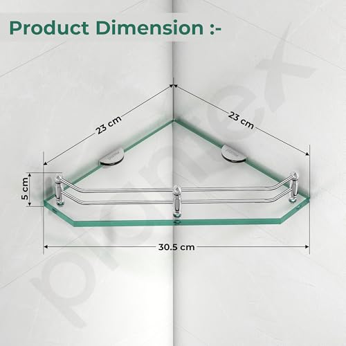Plantex Corner Glass Shelf for Bathroom Wall/Glass Shelf for Kitchen/Bathroom/Living Room Corner Shelf (9x9 Inches - Pack of 2) - Image 3