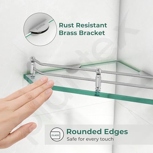 Plantex Corner Glass Shelf for Bathroom Wall/Glass Shelf for Kitchen/Bathroom/Living Room Corner Shelf (9x9 Inches - Pack of 2) - Image 5