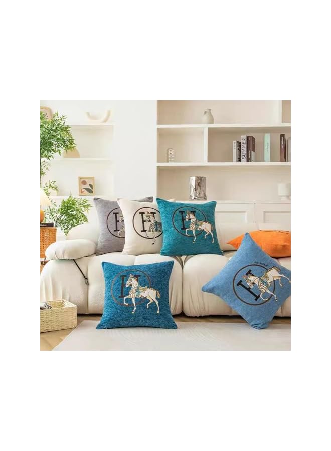 The Bros 18x18'' inches Throw Pillow Cushion Covers Set Pack of 2 Pcs - Luxury Horse Embroidery Modern Style Couch Sofa Pillow Cover for Living Room Bedroom (Orange) - Image 4