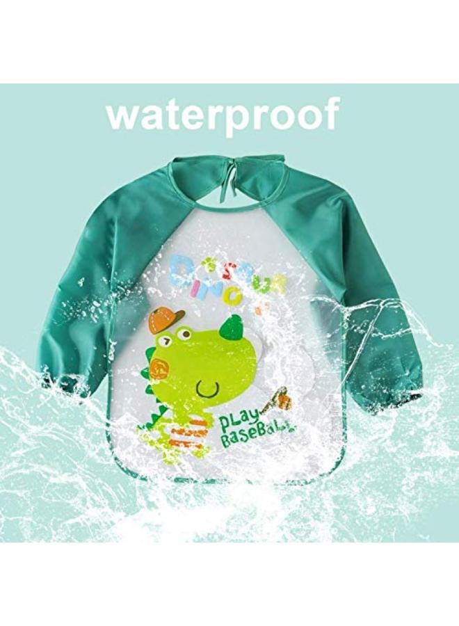 Unisex Waterproof Long Sleeve Bibs For Babies - Pack Of 4 - Image 3
