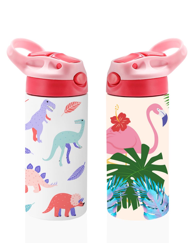 OFFNOVA 12oz Sublimation Tumbler  Sublimation Water Bottle Blank with Handle  Sublimation Cups for Milk  Soda  Juice  Drinks (2 Pink) - Image 1