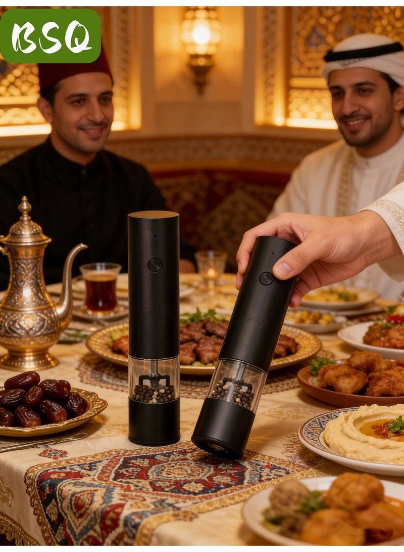 BSQ Portable electric salt and pepper grinder set | Rechargeable salt and pepper grinder set | Coffee bean grinder | Electric grinder set (with base) - Adjustable grinding coarseness - Image 1