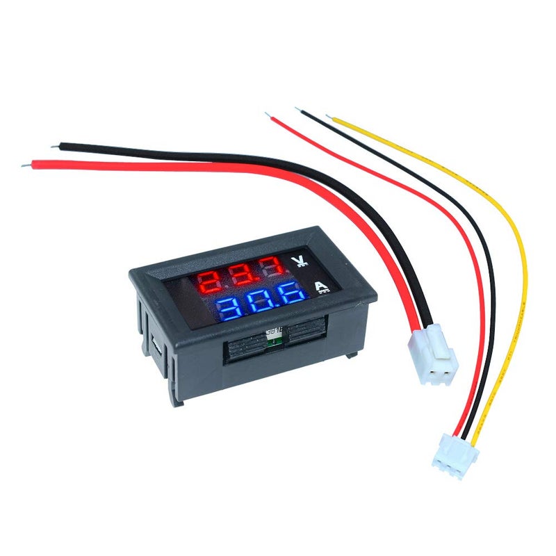 diymore 5PCS 0.28" Volt Amp Meter Digital Voltmeter Ammeter DC 100V 10A Waterproof Dual Display Current Voltage Meter Mini Ammeter Voltmeter 3 Bits Dual LED Display Panel(Red-Blue) - Image 3