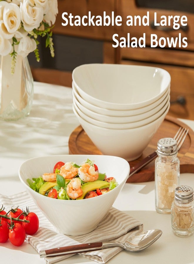 Teocera 7 Inch Salad Bowls Set of 6, 18 oz Large Soup Bowls- Microwave & Dishwasher Safe, for Pasta, Snacks, White - Image 2