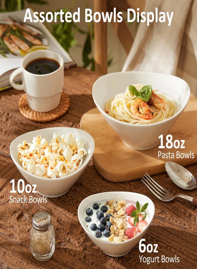 Teocera 7 Inch Salad Bowls Set of 6, 18 oz Large Soup Bowls- Microwave & Dishwasher Safe, for Pasta, Snacks, White - Image 3