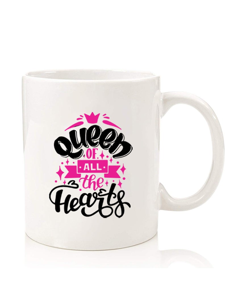 Theodor Premium Quality Two Sided Printed Coffee Mug Tea Cup For Home Office, Kids Men Women Queen of all hearts Black - Image 1