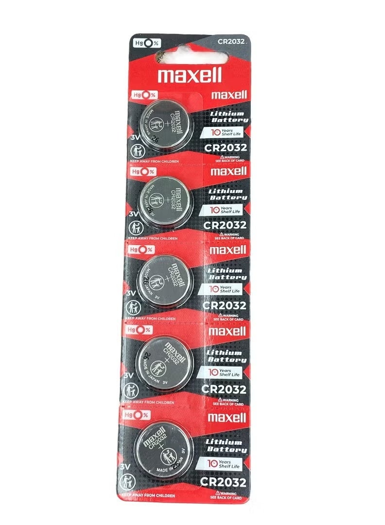 ماكسل طقم بطاريات عملات معدنية مكون من 5 قطع فضي CR2032