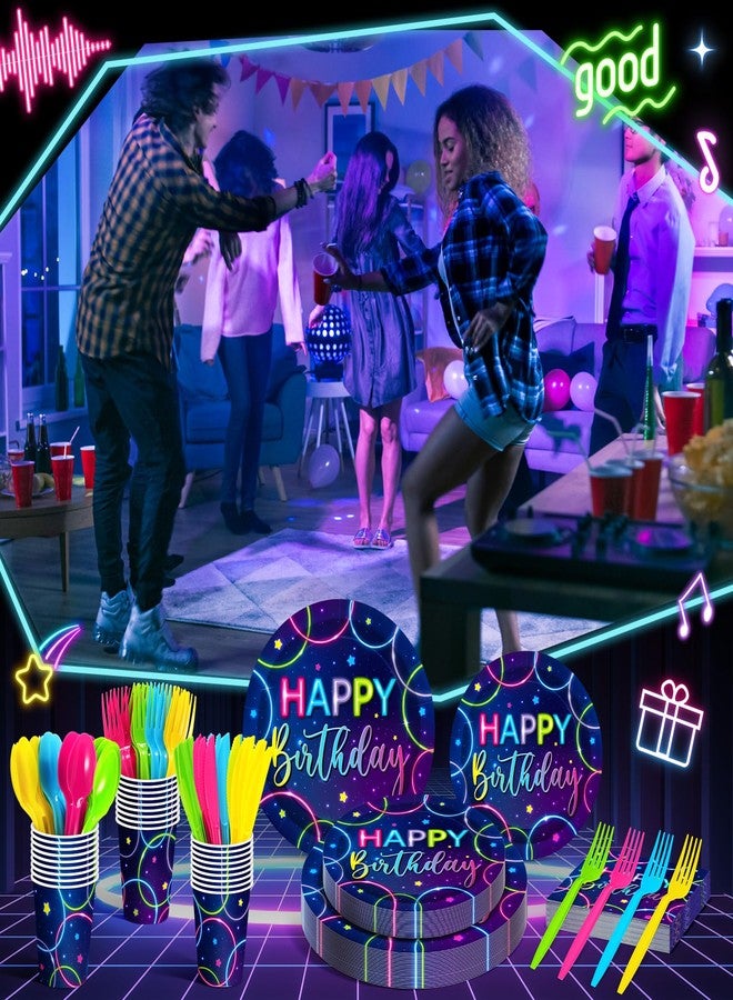 مينبلان طقم أدوات مائدة لحفلات أعياد الميلاد من مينبلان، يكفي لـ ٢٤ ضيفًا، يتضمن أطباقًا ومناديل مزينة بنقوش نيون مضيئة، وزينة حفلات للأطفال، وأكوابًا، وسكاكين، وشوكًا، وملاعق. إجمالي ١٦٨ قطعة. - Image 4