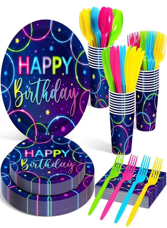 مينبلان طقم أدوات مائدة لحفلات أعياد الميلاد من مينبلان، يكفي لـ ٢٤ ضيفًا، يتضمن أطباقًا ومناديل مزينة بنقوش نيون مضيئة، وزينة حفلات للأطفال، وأكوابًا، وسكاكين، وشوكًا، وملاعق. إجمالي ١٦٨ قطعة. - Image 1