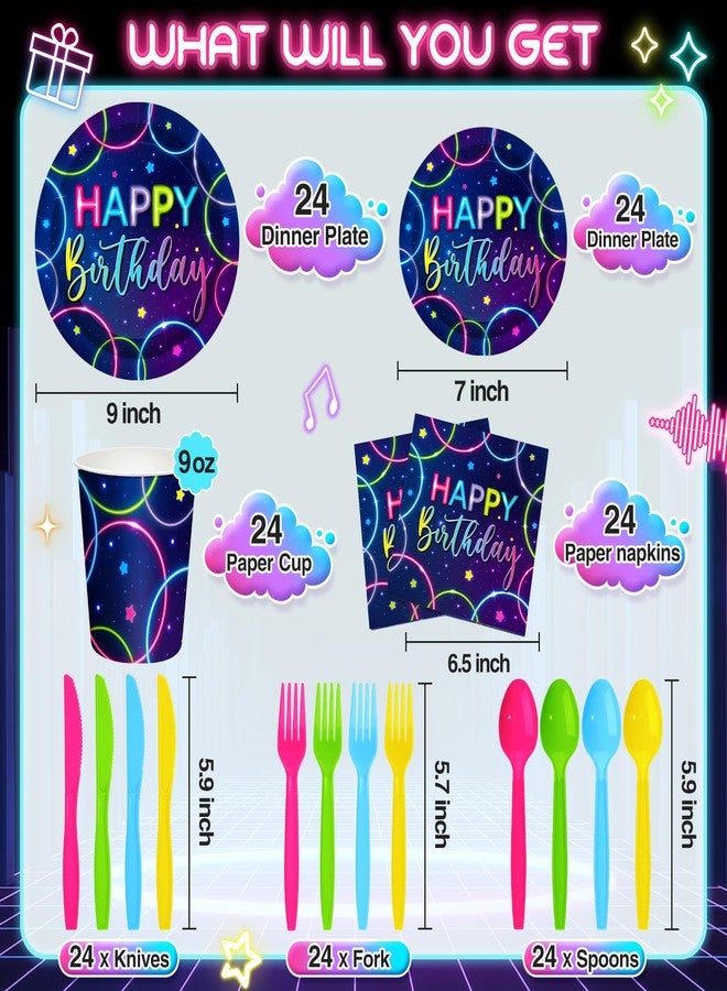 مينبلان طقم أدوات مائدة لحفلات أعياد الميلاد من مينبلان، يكفي لـ ٢٤ ضيفًا، يتضمن أطباقًا ومناديل مزينة بنقوش نيون مضيئة، وزينة حفلات للأطفال، وأكوابًا، وسكاكين، وشوكًا، وملاعق. إجمالي ١٦٨ قطعة. - Image 2