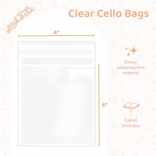 Pack It Chic - 4” X 6” (200 Pack) Clear Resealable Cello Bags - Candy, Treats, and Party Favors - Self Seal - Image 2
