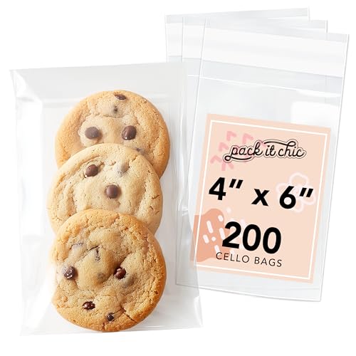 Pack It Chic - 4” X 6” (200 Pack) Clear Resealable Cello Bags - Candy, Treats, and Party Favors - Self Seal - Image 1
