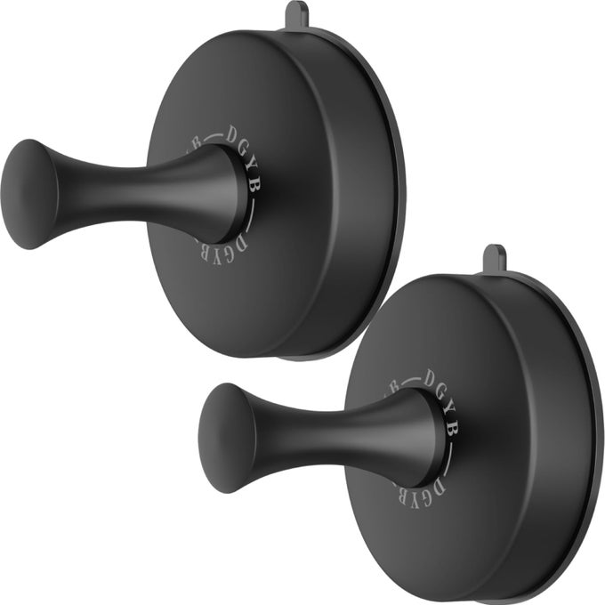 SUCTION CUP HOOKS FOR SHOWER SET OF 2 REMOVABLE STAINLESS STEEL TOWEL HOOK FOR BATHROOM GLASS WINDOW DOOR WALL AND SUCTION WREATH HOOK FOR HANGING ROBE LOOFAH COAT BLACK