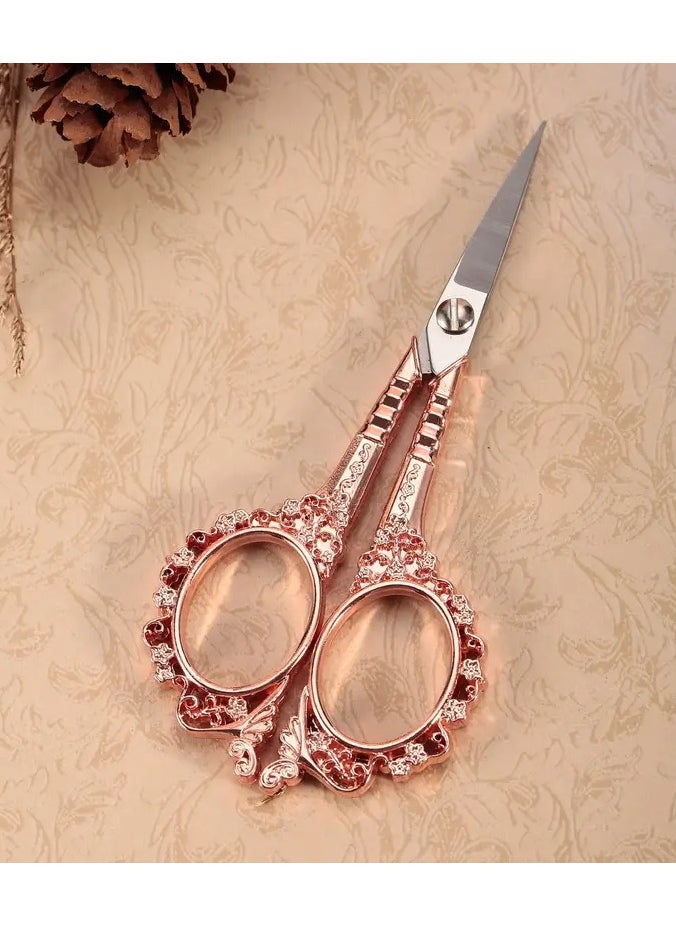 LANGMANNI Vintage Embroidery Scissors For Women's Eyebrows And Eyelashes, With A 4.7-inch Petal Design. Sharp Fabric Cutting Scissors, Stainless Steel Nose And Beard Trimmer. Ideal For Crafts, Art, Sewing, DIY Tools, And Fabric Cutting.  - Image 1