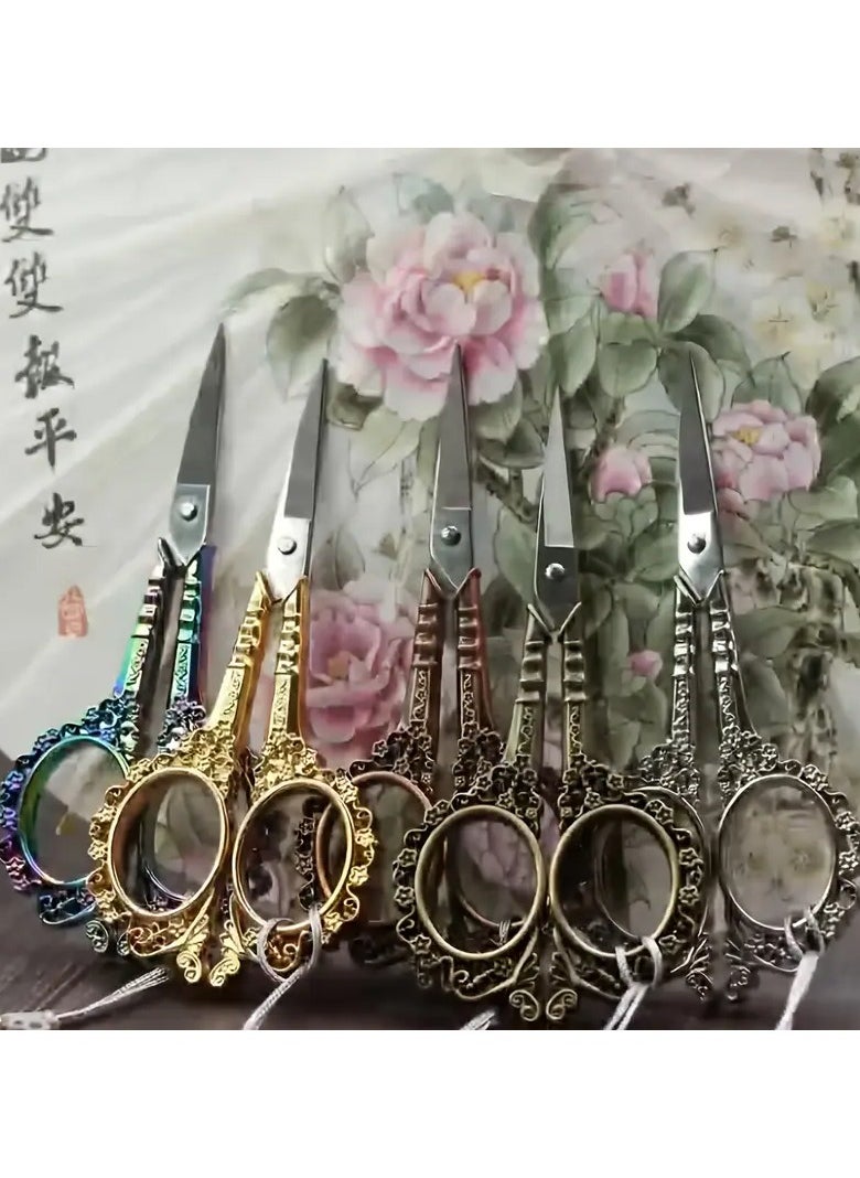 LANGMANNI Vintage Embroidery Scissors For Women's Eyebrows And Eyelashes, With A 4.7-inch Petal Design. Sharp Fabric Cutting Scissors, Stainless Steel Nose And Beard Trimmer. Ideal For Crafts, Art, Sewing, DIY Tools, And Fabric Cutting.  - Image 5