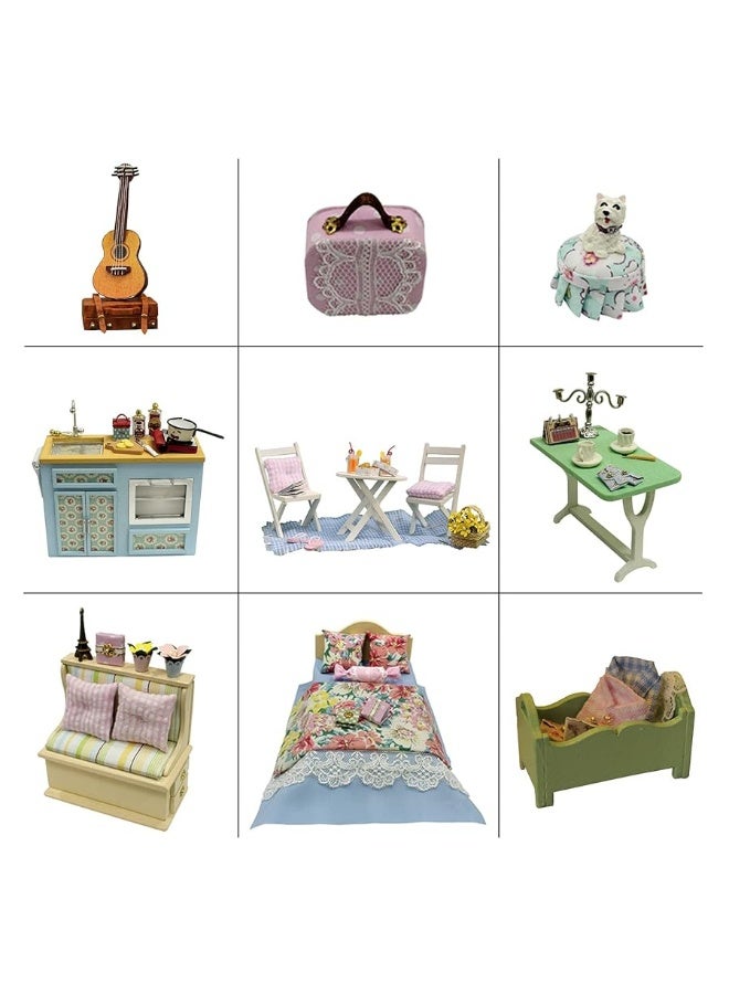 CUTEROOM طقم منزل دمى مصغر DIY، طقم منزل دمى قافلة CUTEROOM مع أثاث، ألعاب منزل دمى خشبية مصغرة لهدايا عيد ميلاد البالغين - Image 3