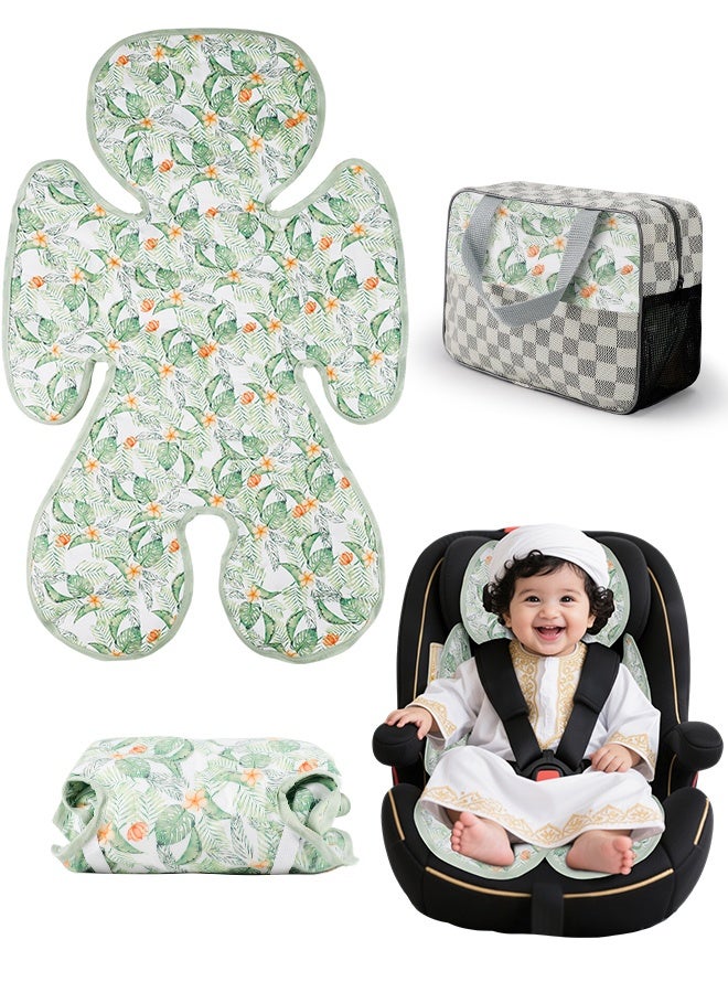 وسادة تبريد مقعد سيارة الطفل ، وسادة تبريد عربة الطفل العامة ومبريد مقعد السيارة ، وسادة طفل صيفية قابلة للتنفس ، مناسبة للسيارات الساخنة ، عربات الأطفال ، السفر ، خفيفة الوزن ، مع حقيبة محمولة سهلة التخزين ، النباتات - Image 1