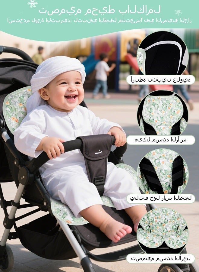 وسادة تبريد مقعد سيارة الطفل ، وسادة تبريد عربة الطفل العامة ومبريد مقعد السيارة ، وسادة طفل صيفية قابلة للتنفس ، مناسبة للسيارات الساخنة ، عربات الأطفال ، السفر ، خفيفة الوزن ، مع حقيبة محمولة سهلة التخزين ، النباتات - Image 2