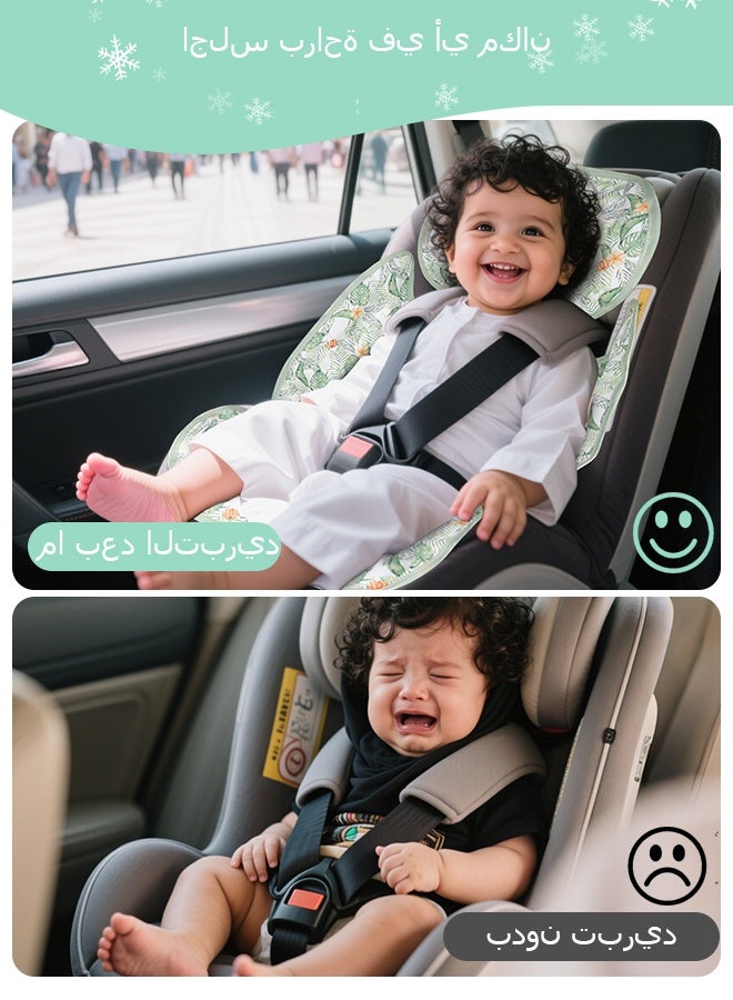 وسادة تبريد مقعد سيارة الطفل ، وسادة تبريد عربة الطفل العامة ومبريد مقعد السيارة ، وسادة طفل صيفية قابلة للتنفس ، مناسبة للسيارات الساخنة ، عربات الأطفال ، السفر ، خفيفة الوزن ، مع حقيبة محمولة سهلة التخزين ، النباتات - Image 4