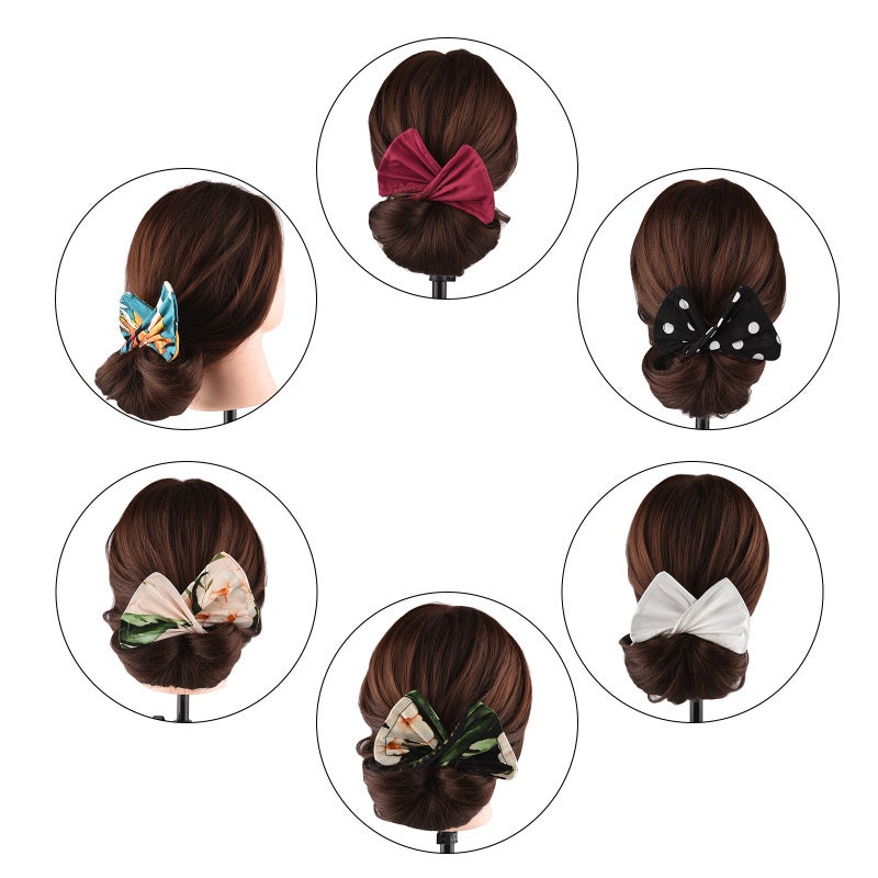 Hair Bun Maker: Black Dot 17G High-Quality Fabric - Built-In Steel Easy To Twist Deft Bun Tool For All Women, Thick And Thin Hair - Image 4
