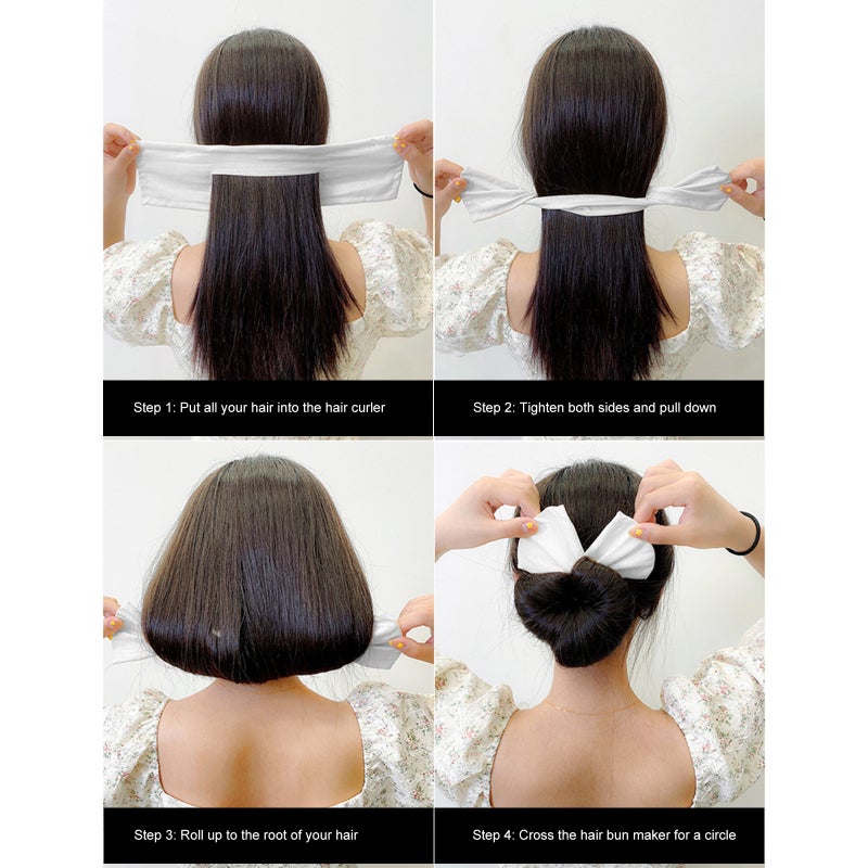 Hair Bun Maker: Black Dot 17G High-Quality Fabric - Built-In Steel Easy To Twist Deft Bun Tool For All Women, Thick And Thin Hair - Image 3