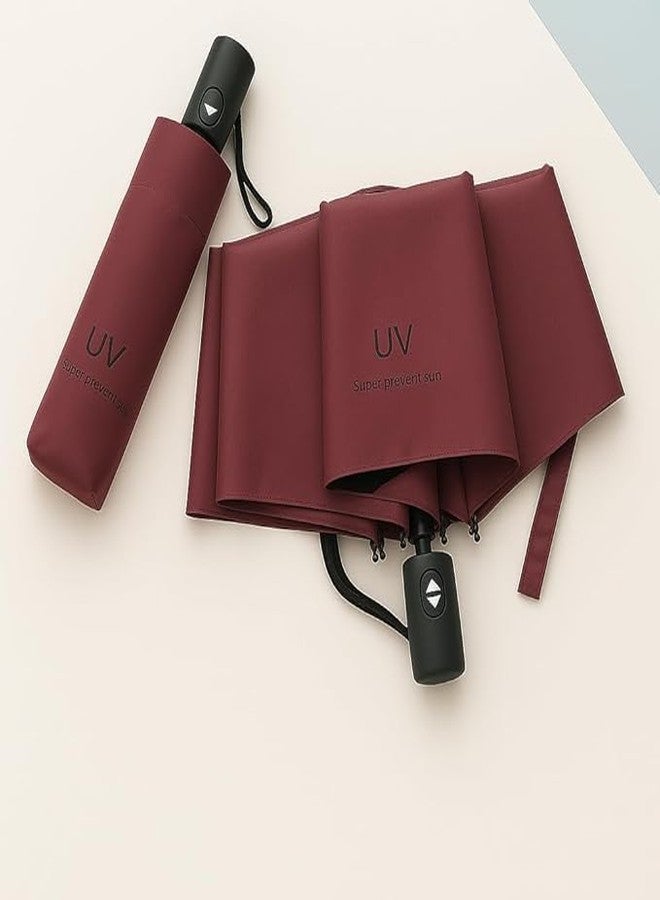 SIARA Umbrella 3 Fold Manual Windproof, Sunproof & Rainproof With Canopy, Sturdy Steel Shaft & Wrist Straps Easy to Hold & Carry Umbrella for Women, Men & Kids Maroon - Image 3
