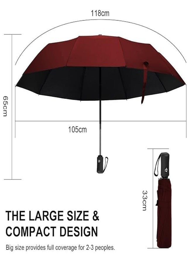SIARA Umbrella 3 Fold Manual Windproof, Sunproof & Rainproof With Canopy, Sturdy Steel Shaft & Wrist Straps Easy to Hold & Carry Umbrella for Women, Men & Kids Maroon - Image 5