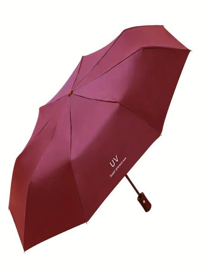 SIARA Umbrella 3 Fold Manual Windproof, Sunproof & Rainproof With Canopy, Sturdy Steel Shaft & Wrist Straps Easy to Hold & Carry Umbrella for Women, Men & Kids Maroon - Image 4