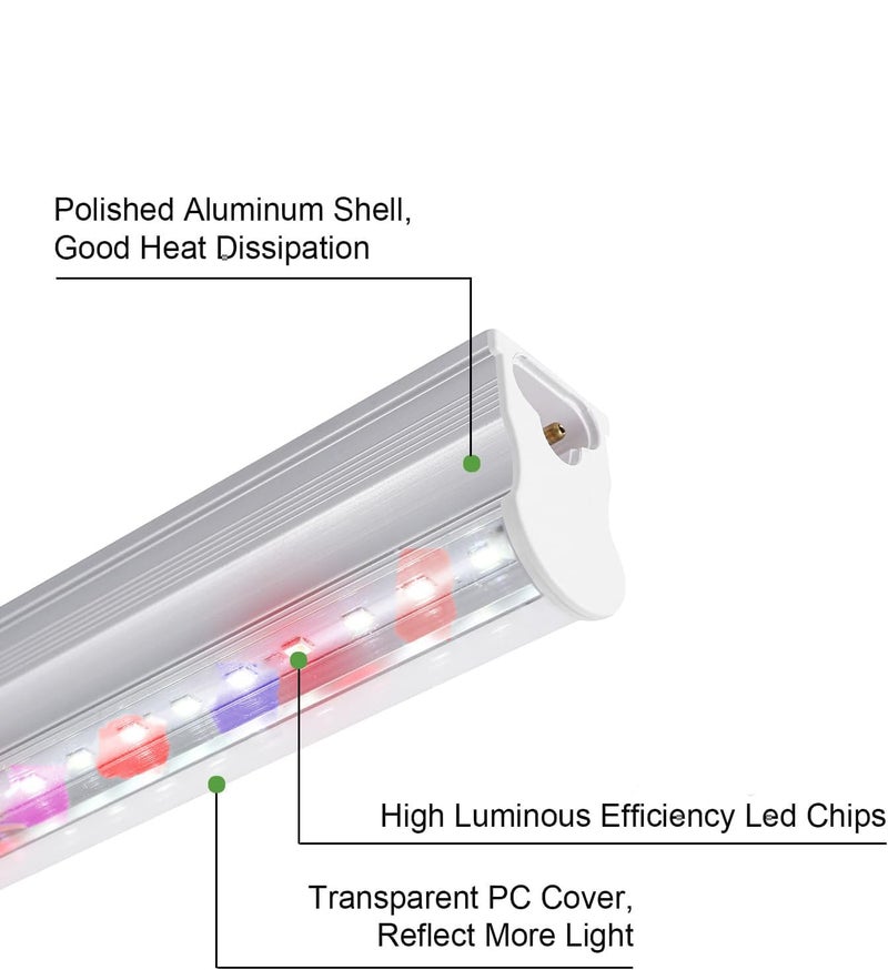 Lewano 2PCS 20W LED Grow Light for Microgreens | Full Spectrum with 6500K White, 660nm Red, 460nm Blue, 395nm UV | Linkable Indoor Lighting for Microgreen Tray & Vertical Rack Farming / 2Feet (40W =20W x 2) - Image 5