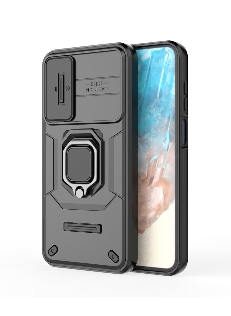 Generic - Samsung Galaxy M35 5G Durable Case – Black, featuring military-grade drop protection, sliding camshield, and convenient kickstand. - Image 1