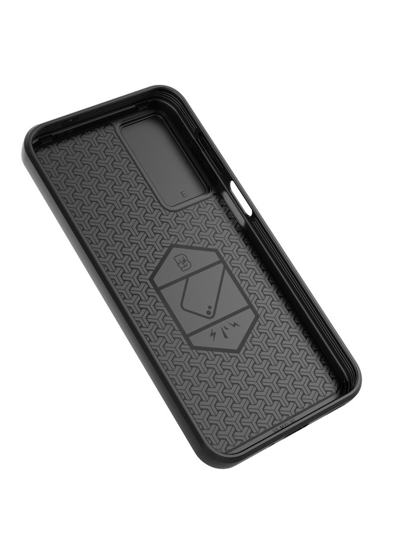 Generic - Samsung Galaxy M35 5G Durable Case – Black, featuring military-grade drop protection, sliding camshield, and convenient kickstand. - Image 1