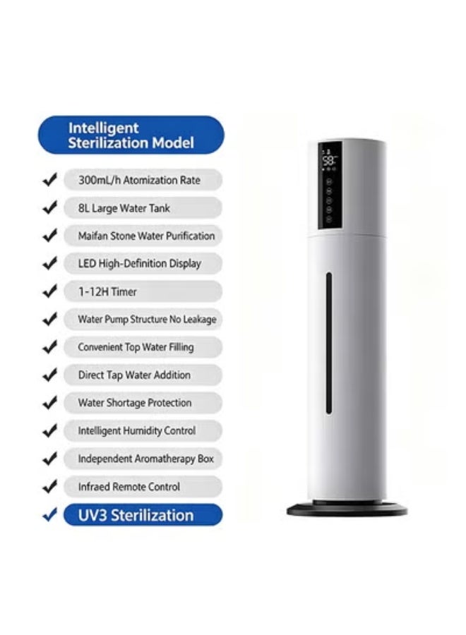 Kasa 8L Smart Air Humidifier with Cool Mist, 300mL/H Output, Remote Control, Top Fill Water Tank, LED Touch Display, Smart Humidity Control, UV Sterilization, Essential Oil Diffuser for Bedroom, Home & Office - Image 1