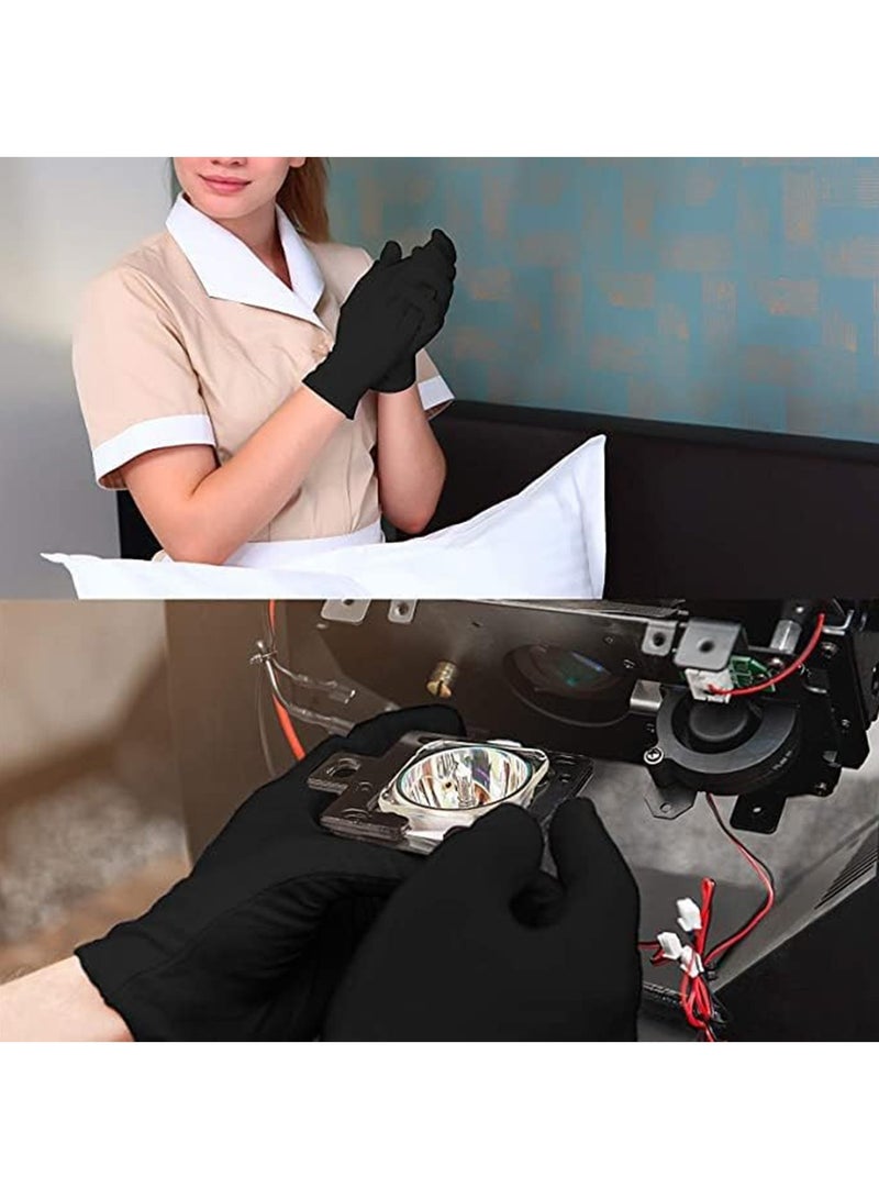 4 Pairs Black Cotton Gloves for Dry Hands Eczema SPA Moisturizing - Work Glove Liners for Serving Costume Inspection  - Image 2
