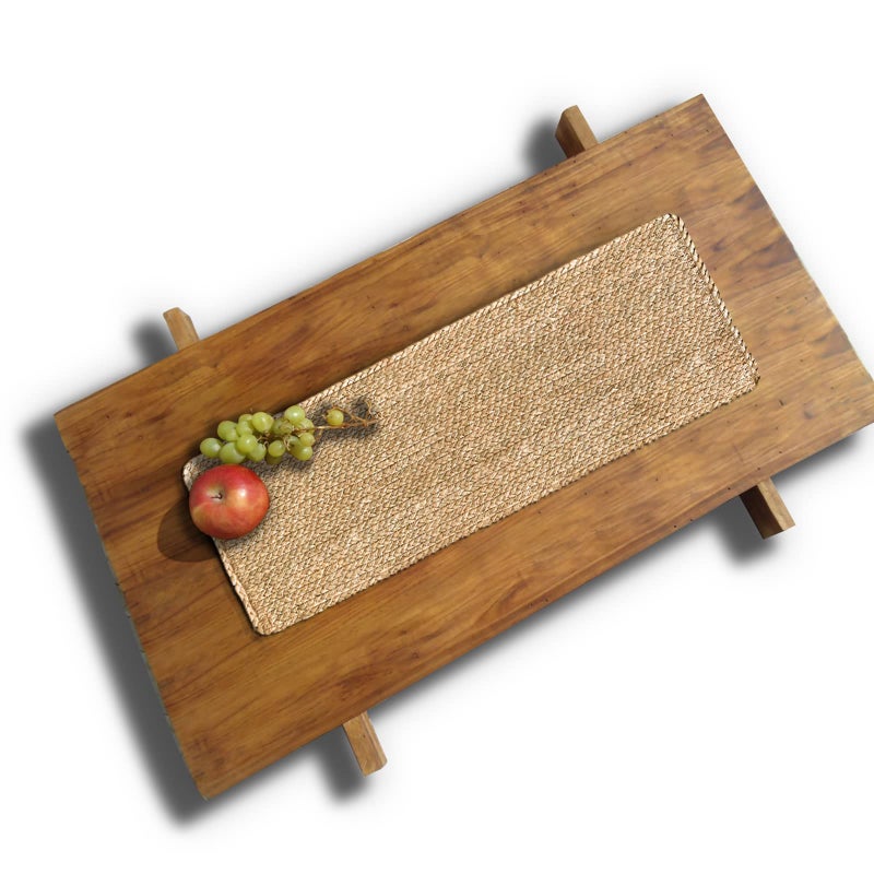 CY SISTERS Woven Placemats One Table Runner 36 Inches Long Rattan Placemats Rectangle Runners Natural Wicker Heavy Braided Straw Placemat Braided Outdoor Placemats for Patio Table  35.83 X 12.99inch - Image 1