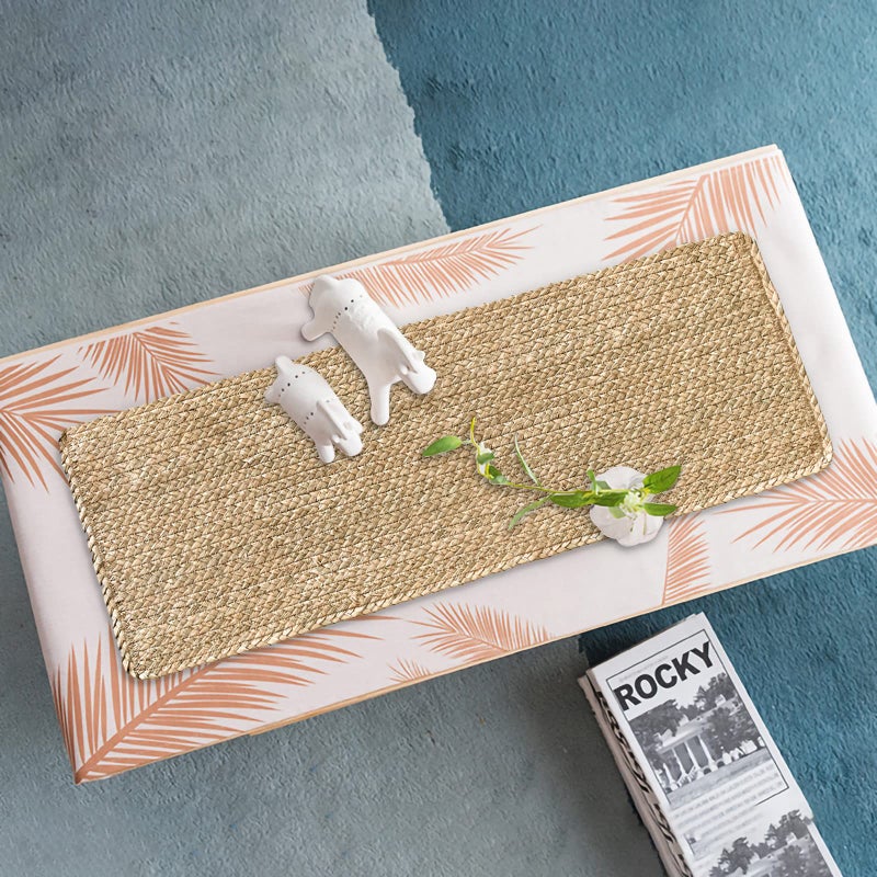 CY SISTERS Woven Placemats One Table Runner 36 Inches Long Rattan Placemats Rectangle Runners Natural Wicker Heavy Braided Straw Placemat Braided Outdoor Placemats for Patio Table  35.83 X 12.99inch - Image 3