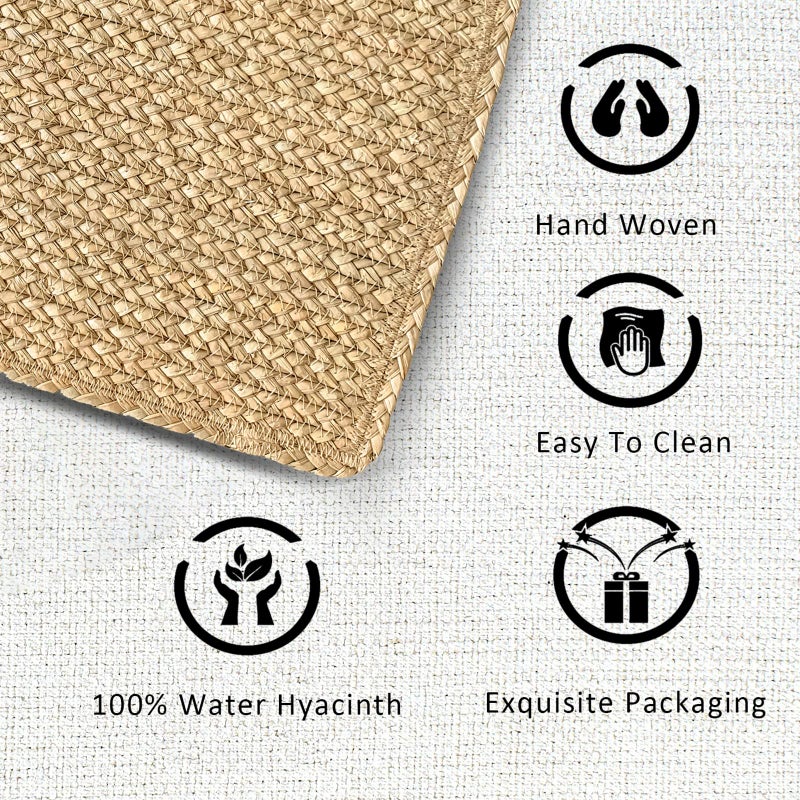 CY SISTERS Woven Placemats One Table Runner 36 Inches Long Rattan Placemats Rectangle Runners Natural Wicker Heavy Braided Straw Placemat Braided Outdoor Placemats for Patio Table  35.83 X 12.99inch - Image 2