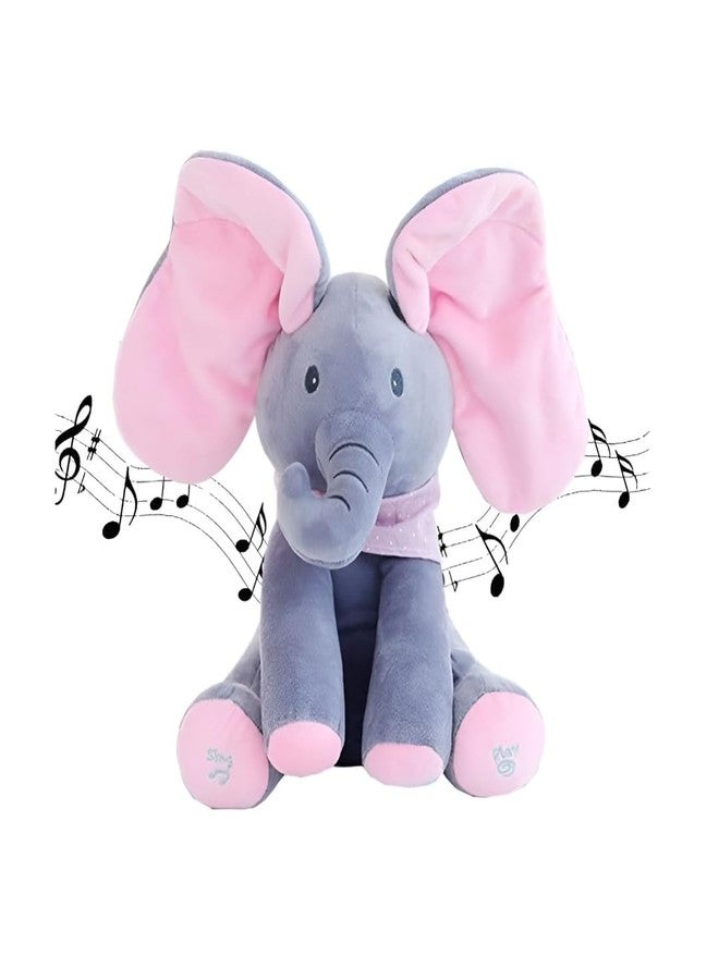 EIZOOU Elephant Soft Toy with Moving Ears and Music Button, Peekaboo Plush Toy for Babies Peek-a-Boo Elephant Stuff Toy for Baby, Toddlers and Kids - Musical Soft Plush Animal Toy with Flappy Ears - Image 2