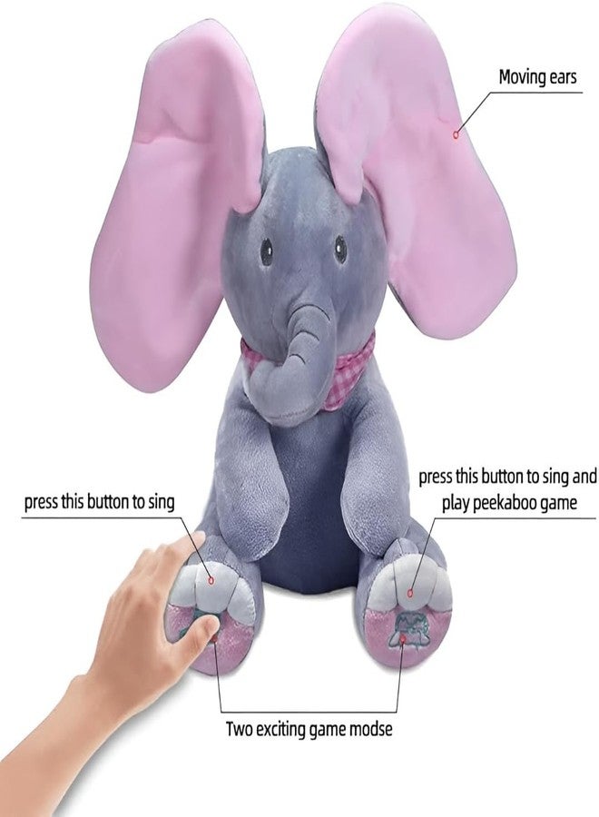EIZOOU Elephant Soft Toy with Moving Ears and Music Button, Peekaboo Plush Toy for Babies Peek-a-Boo Elephant Stuff Toy for Baby, Toddlers and Kids - Musical Soft Plush Animal Toy with Flappy Ears - Image 5