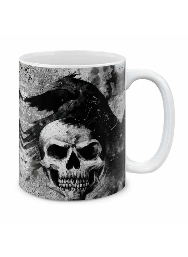 MUGBREW Gray Skull Raven Ceramic Coffee Mug Tea Cup, 11 OZ - Image 1