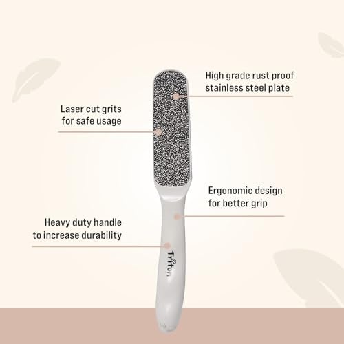 TRITON Professional 1 Sided Lazer Cut Nickel Plate Foot Scrapper for Pedicure, Callus Remover for Feet Foot Scrubber for Women and Men, White - Image 4