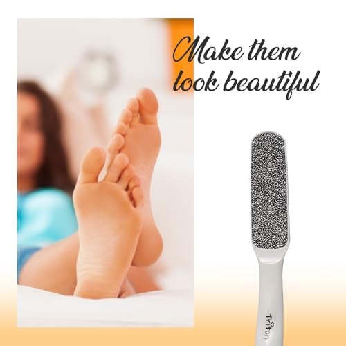 TRITON Professional 1 Sided Lazer Cut Nickel Plate Foot Scrapper for Pedicure, Callus Remover for Feet Foot Scrubber for Women and Men, White - Image 2