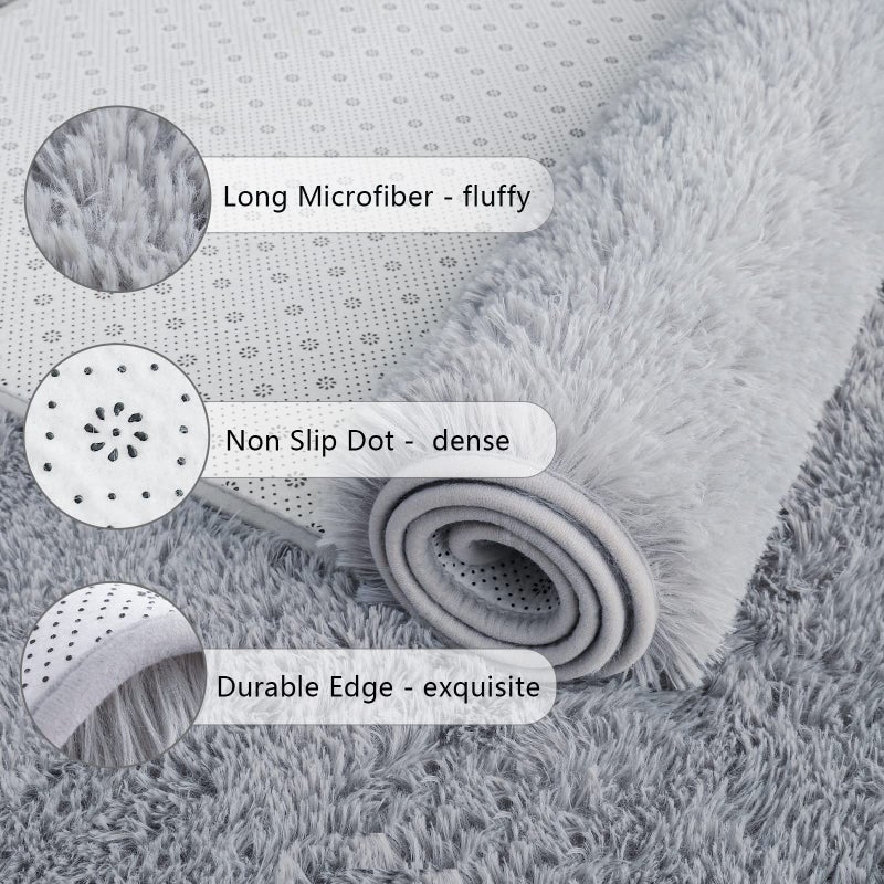 Chicrug Soft Runner Rugs for Bedroom Living Room Plush Fluffy Rug 2x6 Feet, Shag Furry Area Rug Carpet Non Shedding for Nursery Children Kids Girls Room Home Decorative, Grey - Image 3