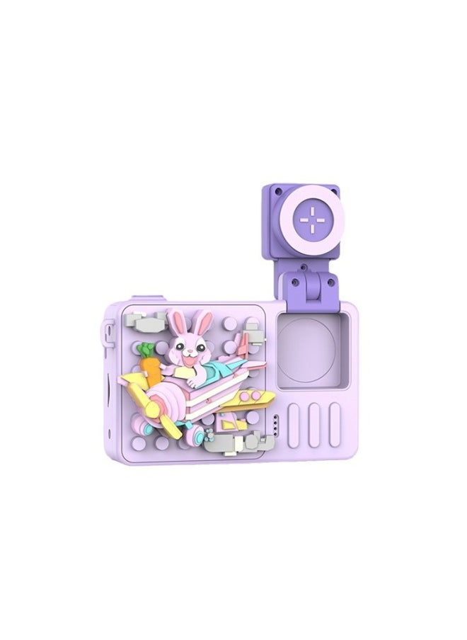 Generic M2 Jigsaw Puzzle Children's Camera HD Dual-camera Creative Building Blocks Digital Camera Cartoon Toy Manufacturers-Body Color:Purple  - Image 5