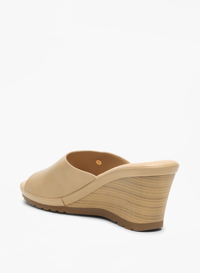 Flora Bella By Shoexpress Logo Accent Slip-On Sandals with Wedge Heels  - Image 3