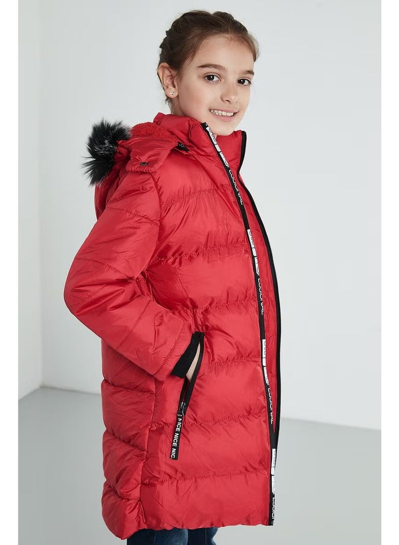 Lela Side Faux Fur Hooded Puffer Coat Girls' COAT 5765020K - Image 3