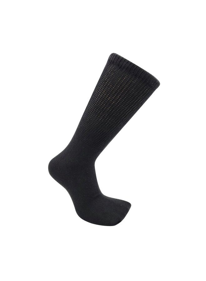 USBingoshop 12 Pairs Mens Physicians Approved Crew Diabetic Socks Cotton 10-13 (12 Pairs D-Black) - Image 2