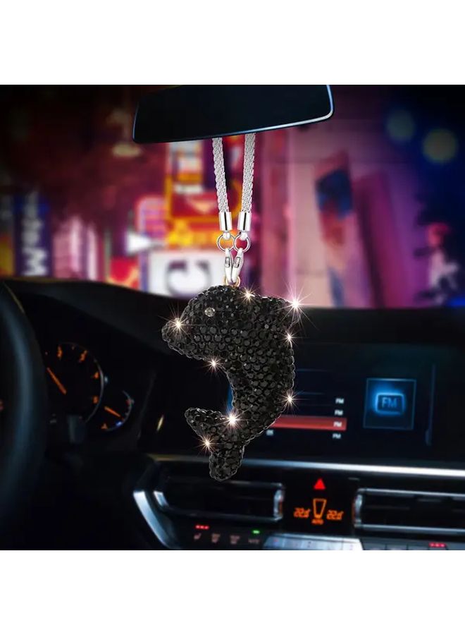 1pc Handmade Lab Created Rhinestone Dolphin Shark Pendant Lake Blue Crystal Car Mirror Charm Shark Swordfish Keychain For Men Women Luxury Marine Themed Auto Accessory With Sparkling Effect No Maintenance Required Car Hanging Ornament - Image 3