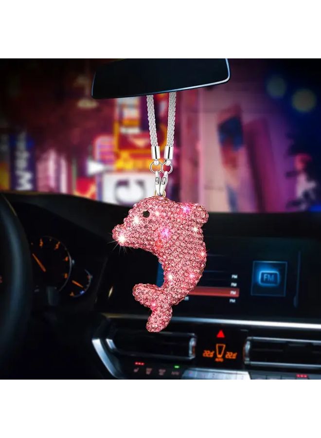 1pc Handmade Lab Created Rhinestone Dolphin Shark Pendant Lake Blue Crystal Car Mirror Charm Shark Swordfish Keychain For Men Women Luxury Marine Themed Auto Accessory With Sparkling Effect No Maintenance Required Car Hanging Ornament - Image 4