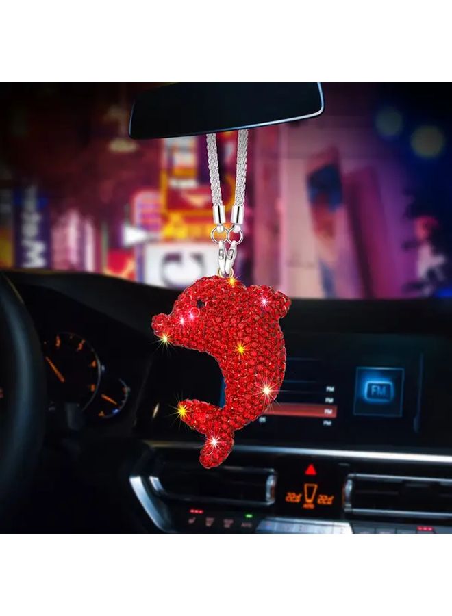 1pc Handmade Lab Created Rhinestone Dolphin Shark Pendant Lake Blue Crystal Car Mirror Charm Shark Swordfish Keychain For Men Women Luxury Marine Themed Auto Accessory With Sparkling Effect No Maintenance Required Car Hanging Ornament - Image 5